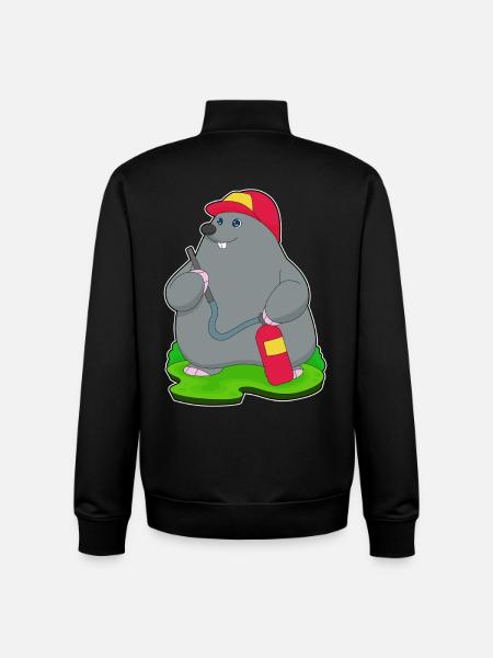 Mole Firefighter Fire Extinguisher - Unisex Organic Zip Sweatshirt by Stanley/Stella - black