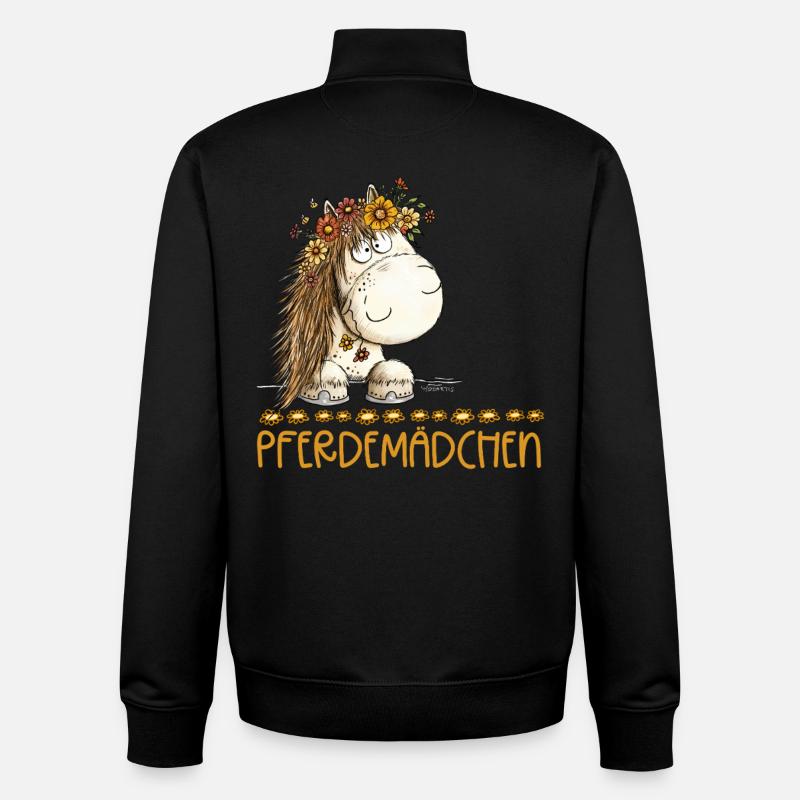 Pferdemädchen Spruch Mit Süßem Pferd - Unisex Organic Zip Sweatshirt von Stanley/Stella - Schwarz
