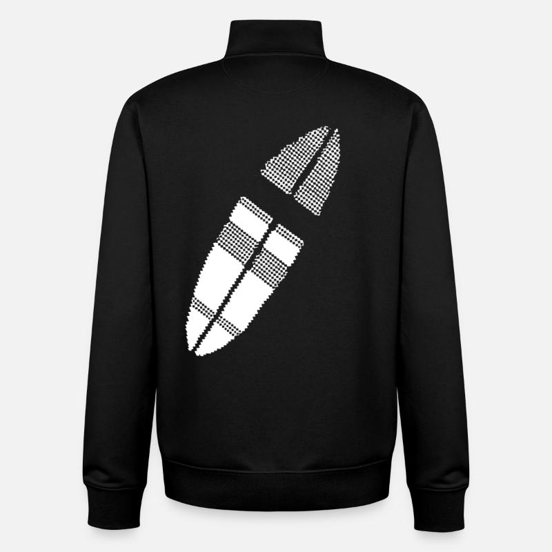 Surfboard Pixel Graphic - Unisex Organic Zip Sweatshirt by Stanley/Stella - black