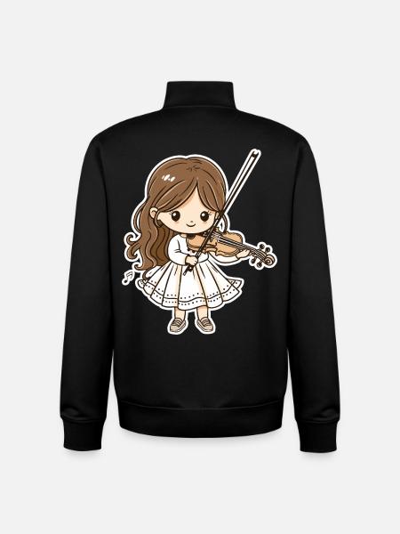 Violoniste fille dessin animé - Sweat zippé unisexe en coton bio Stanley/Stella - noir