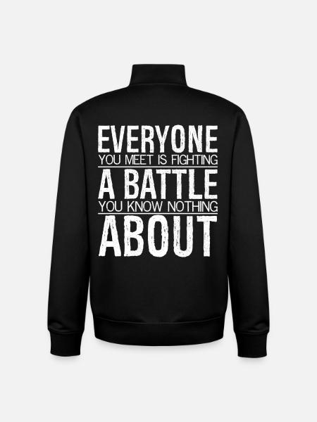 alle, du møder, kæmper en kamp du intet - Stanley/Stella unisex sweatshirt med lynlås i økologisk - sort