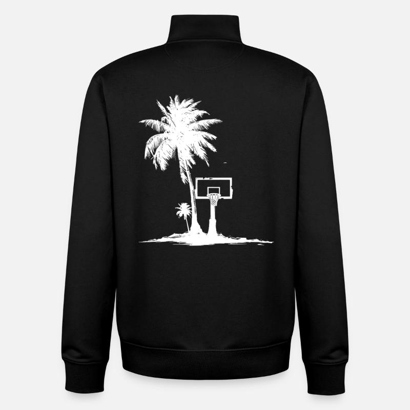 Graphique de panier de basket - Sweat zippé unisexe en coton bio Stanley/Stella - noir