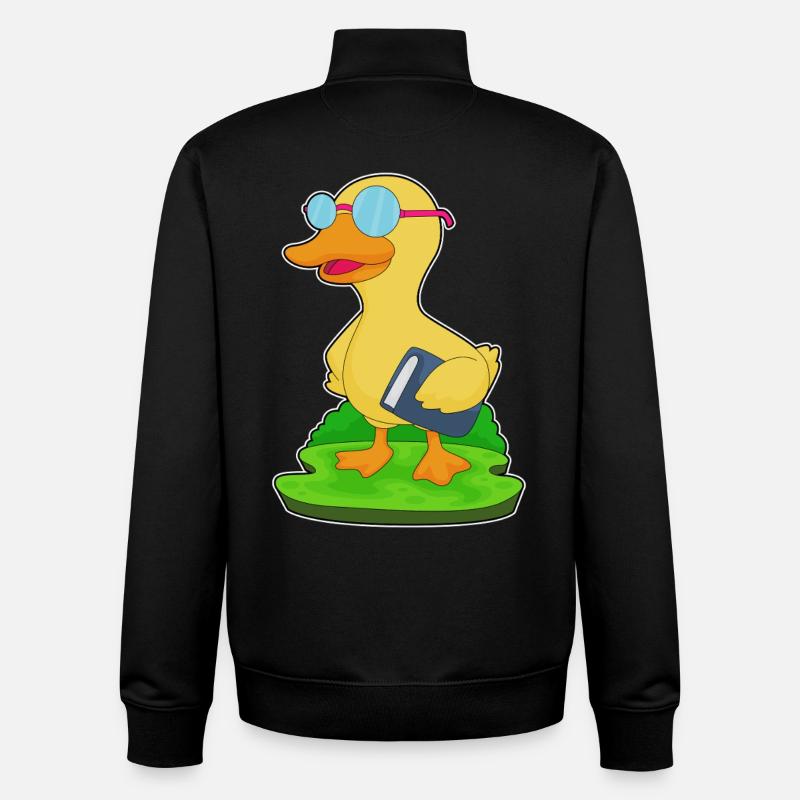 Duck Nerd Book Glasses - Unisex Organic Zip Sweatshirt by Stanley/Stella - black