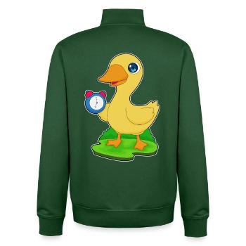 Ente Wecker - Unisex Organic Zip Sweatshirt von Stanley/Stella - Flaschengrün - Hinten - AI Model Male 185 dark (185cm)