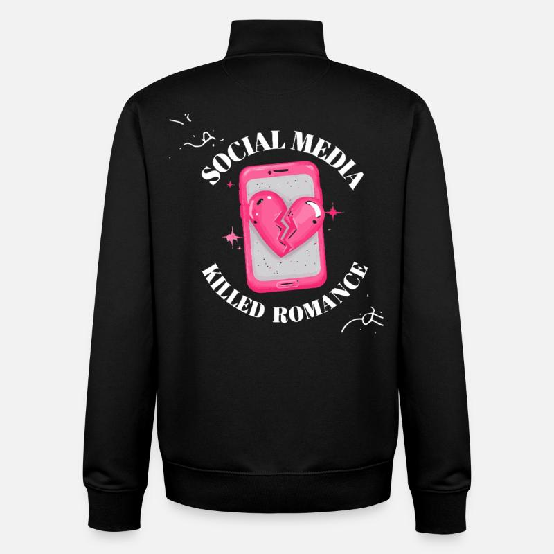 Social Media Killed Romance - Unisex Organic Zip Sweatshirt by Stanley/Stella - black