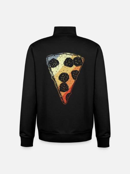 Pizza rétro - Sweat zippé unisexe en coton bio Stanley/Stella - noir