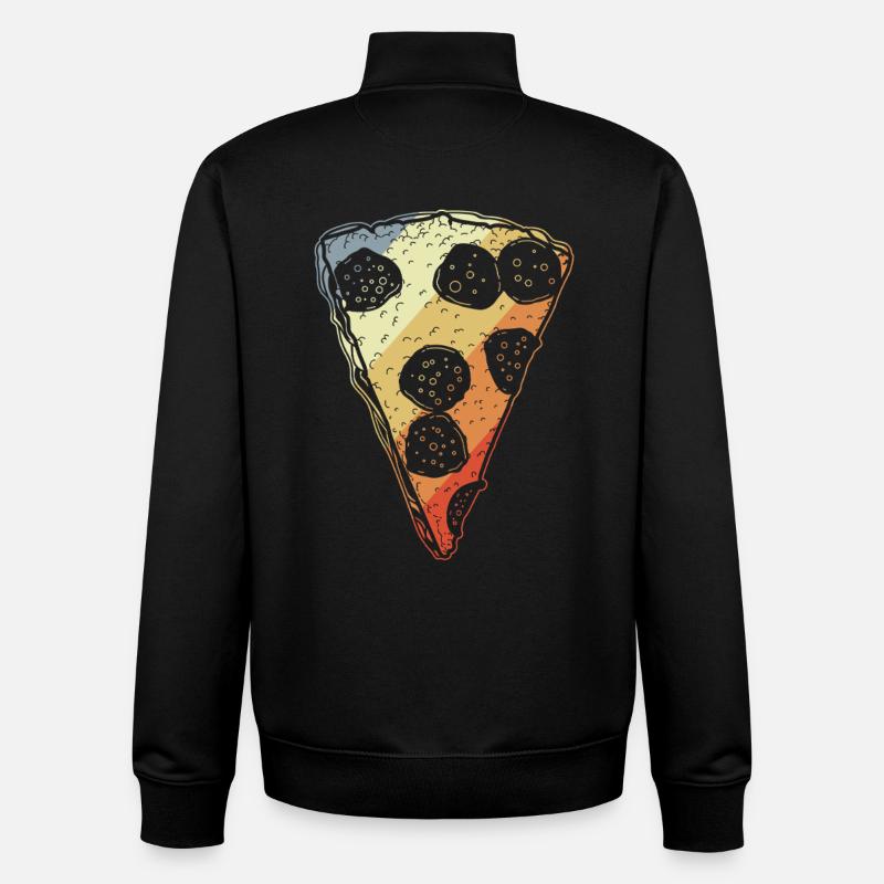 Pizza rétro - Sweat zippé unisexe en coton bio Stanley/Stella - noir