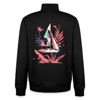 Segelboot Cartoon Stil - Unisex Organic Zip Sweatshirt von Stanley/Stella - Schwarz - Hinten - AI Model Male 185 light (185cm)