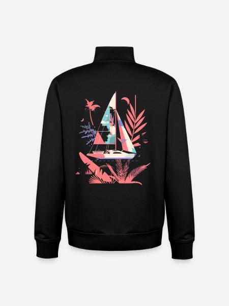 Sailboat Cartoon Style - Unisex Organic Zip Sweatshirt by Stanley/Stella - black
