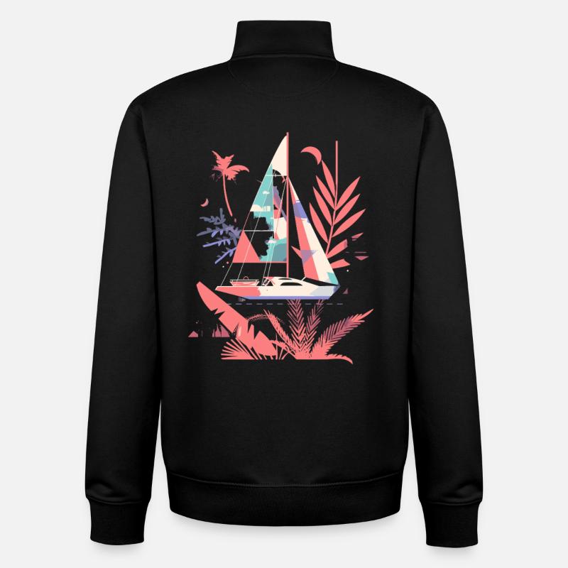 Segelboot Cartoon Stil - Unisex Organic Zip Sweatshirt von Stanley/Stella - Schwarz