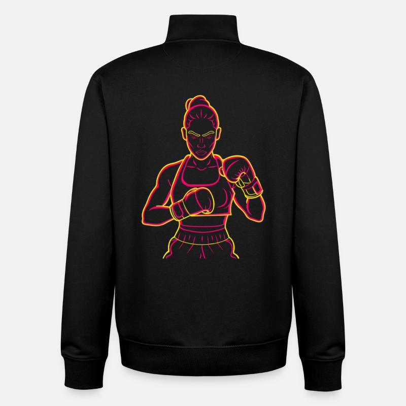 Dessin de boxeur - Sweat zippé unisexe en coton bio Stanley/Stella - noir
