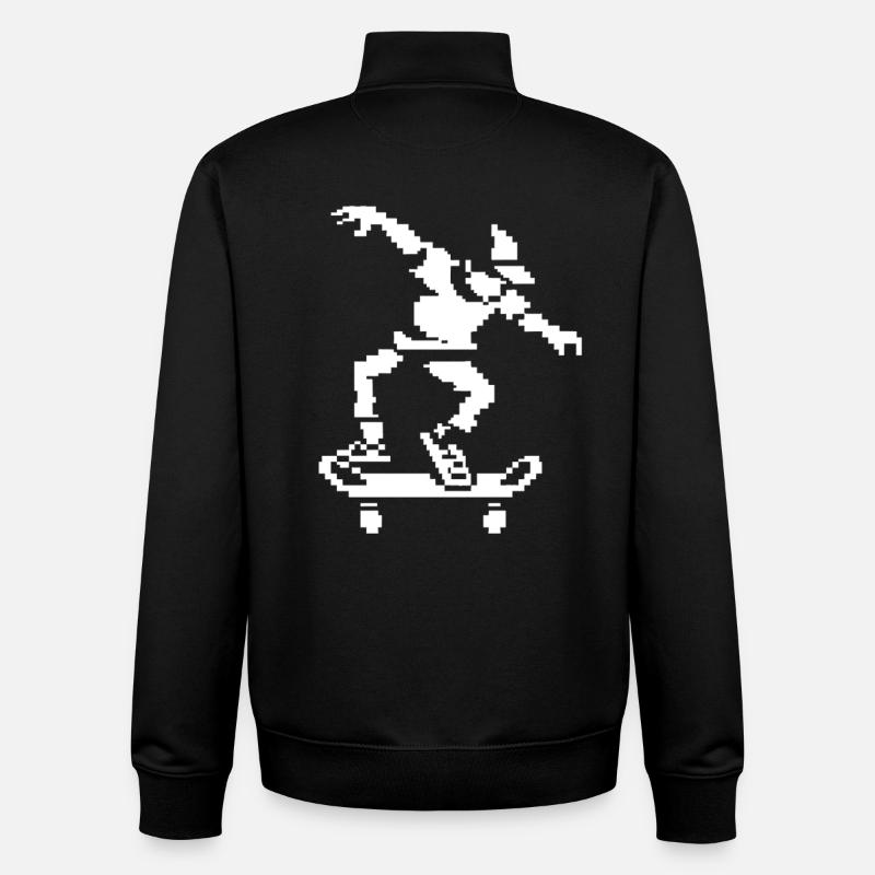 Skateboarder Pixel Graphic - Unisex Organic Zip Sweatshirt by Stanley/Stella - black