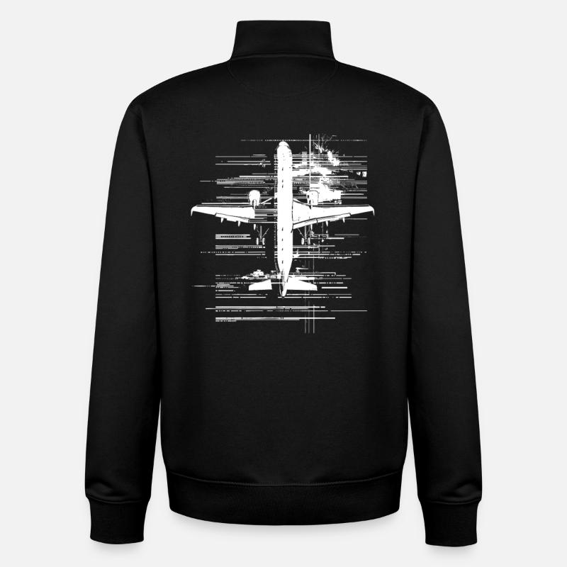 Airplane Drawing - Unisex Organic Zip Sweatshirt by Stanley/Stella - black