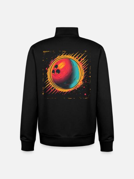 Bowling Vaporwave - Sweat zippé unisexe en coton bio Stanley/Stella - noir