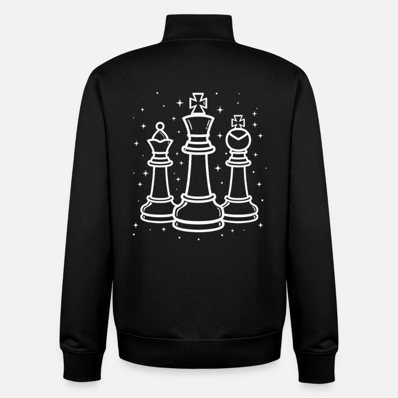 Chess Pieces Stroke Sketch - Unisex Organic Zip Sweatshirt by Stanley/Stella - black