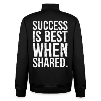 success is best when shared - Unisex Organic Zip Sweatshirt by Stanley/Stella - black - Back - AI Model Male 185 light (185cm)