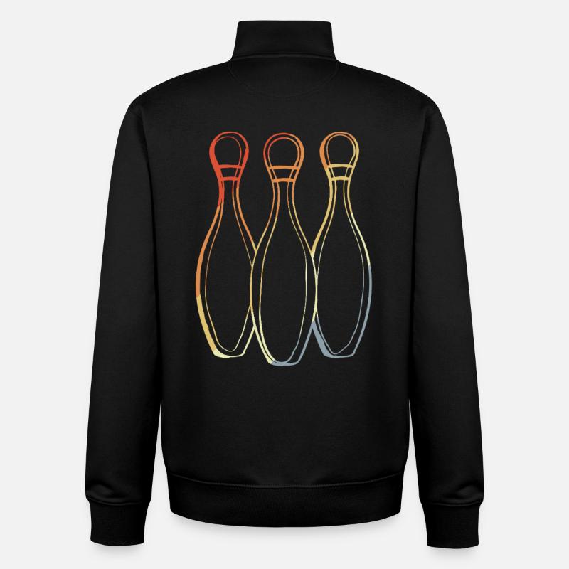 Croquis de bowling look rétro - Sweat zippé unisexe en coton bio Stanley/Stella - noir