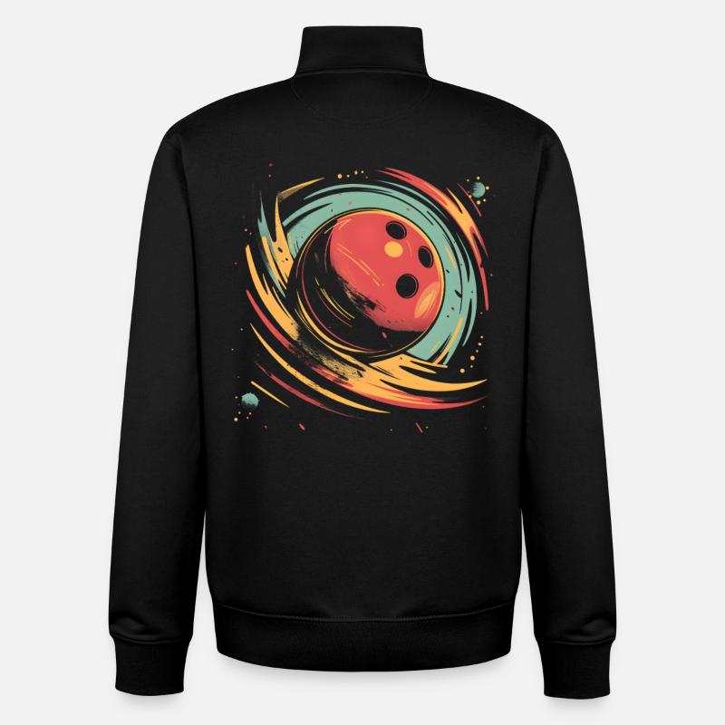 Boule de bowling rétro - Sweat zippé unisexe en coton bio Stanley/Stella - noir