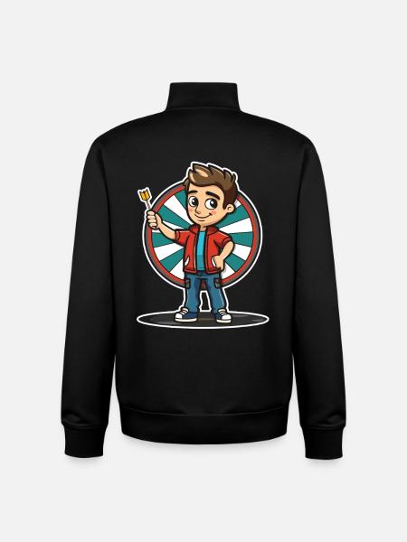 Darts Player Cartoon Style - Unisex Organic Zip Sweatshirt by Stanley/Stella - black