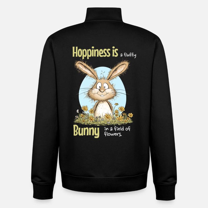 Bunny Easter Motif Saying Spring - Unisex Organic Zip Sweatshirt by Stanley/Stella - black