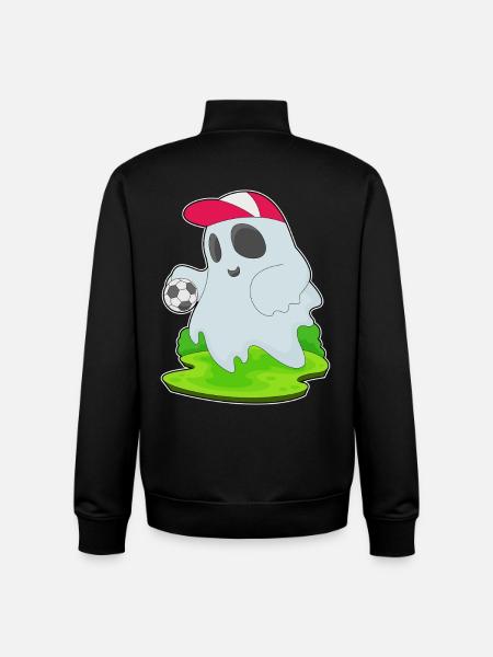 Ghost Halloween Football - Unisex Organic Zip Sweatshirt by Stanley/Stella - black