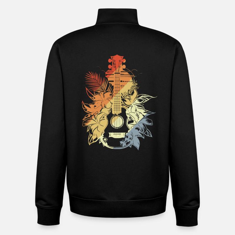 Ukulélé Cartoon Look - Sweat zippé unisexe en coton bio Stanley/Stella - noir