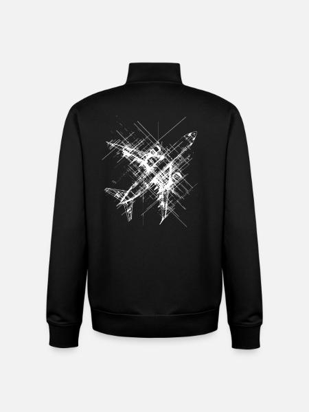 Airplane Line Art - Unisex Organic Zip Sweatshirt by Stanley/Stella - black