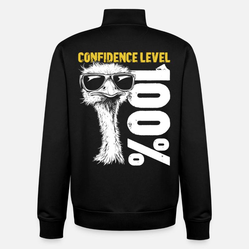 Ostrich Bird Sunglasses Confident Gift - Unisex Organic Zip Sweatshirt by Stanley/Stella - black