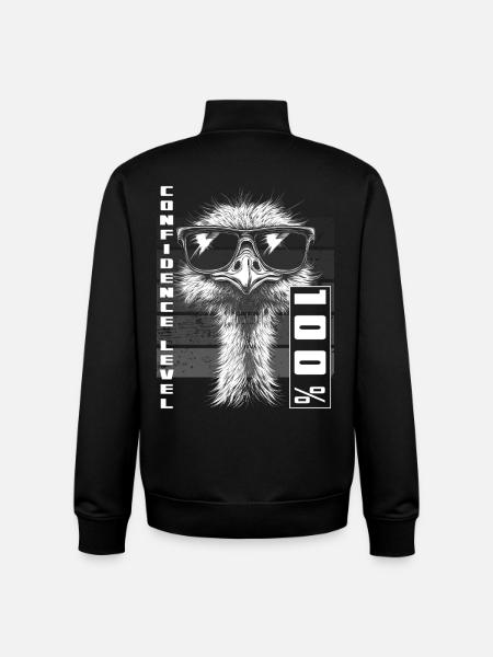 Confident Ostrich Bird Sunglasses Gift - Unisex Organic Zip Sweatshirt by Stanley/Stella - black