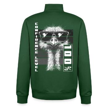 Selbstbewusst Strauß Vogel Sonnenbrille Geschenk - Unisex Organic Zip Sweatshirt von Stanley/Stella - Flaschengrün - Hinten - AI Model Male 185 dark (185cm)
