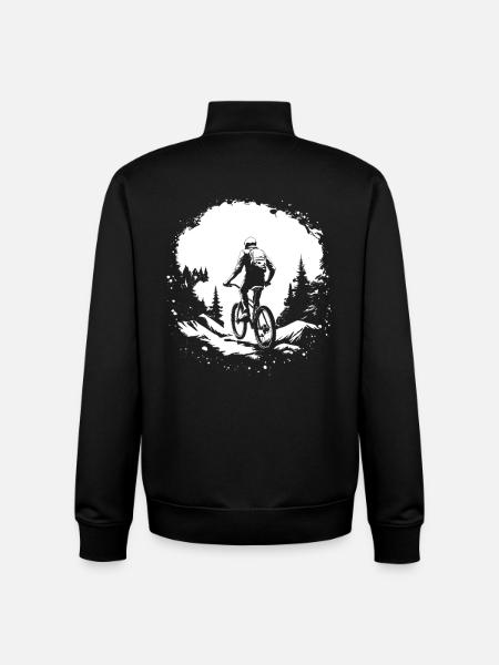 Mountain Biking Sketch - Unisex Organic Zip Sweatshirt by Stanley/Stella - black