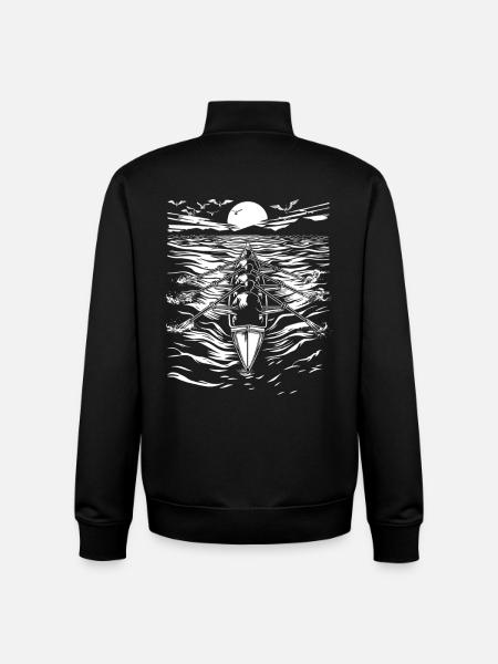 Rowing Sketch - Unisex Organic Zip Sweatshirt by Stanley/Stella - black