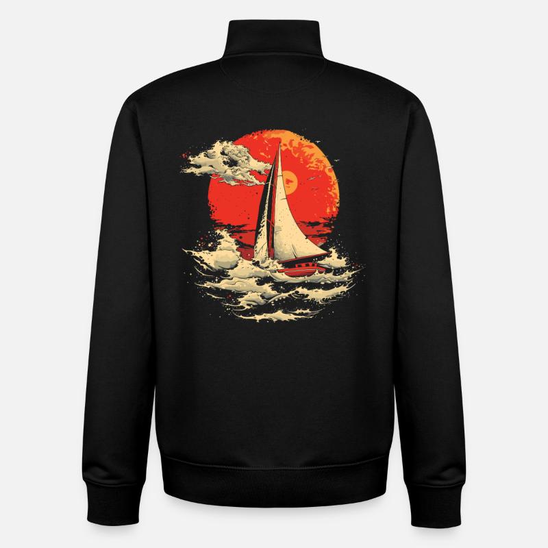 Sailing 90s Look - Unisex Organic Zip Sweatshirt by Stanley/Stella - black
