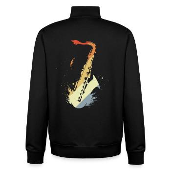 Saxophone Vintage Look - Sweat zippé unisexe en coton bio Stanley/Stella - noir - Dos - AI Model Male 185 light (185cm)