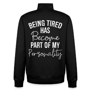 being tired has become part of my personality - Unisex Organic Zip Sweatshirt von Stanley/Stella - Schwarz - Hinten - AI Model Male 185 light (185cm)