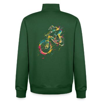 Mountain biking - Unisex Organic Zip Sweatshirt by Stanley/Stella - bottle green - Back - AI Model Male 185 dark (185cm)