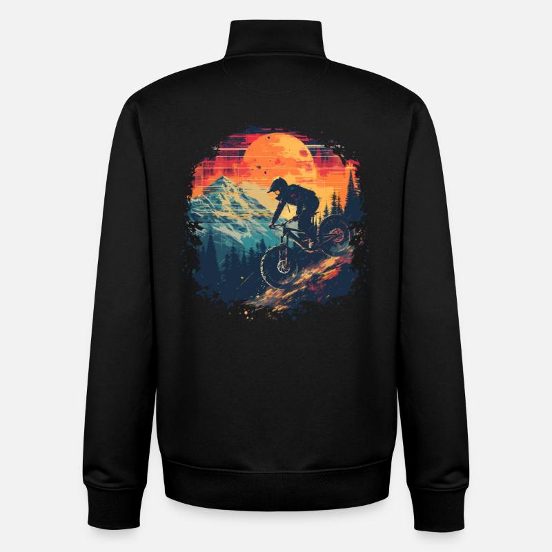 Mountain Biking Synthwave - Unisex Organic Zip Sweatshirt by Stanley/Stella - black