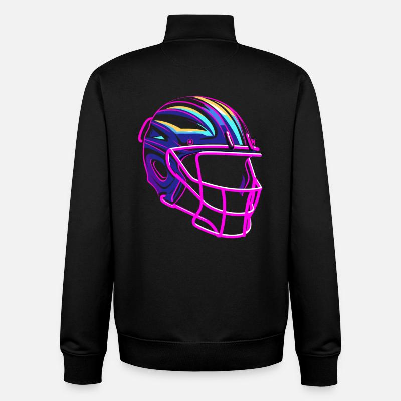 Lacrosse Helmet Synthwave - Unisex Organic Zip Sweatshirt by Stanley/Stella - black