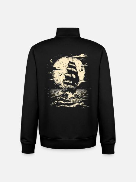 Sailing Drawing - Unisex Organic Zip Sweatshirt by Stanley/Stella - black