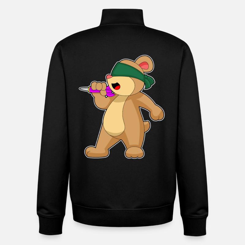 Fléchette d’ours Fléchette - Sweat zippé unisexe en coton bio Stanley/Stella - noir