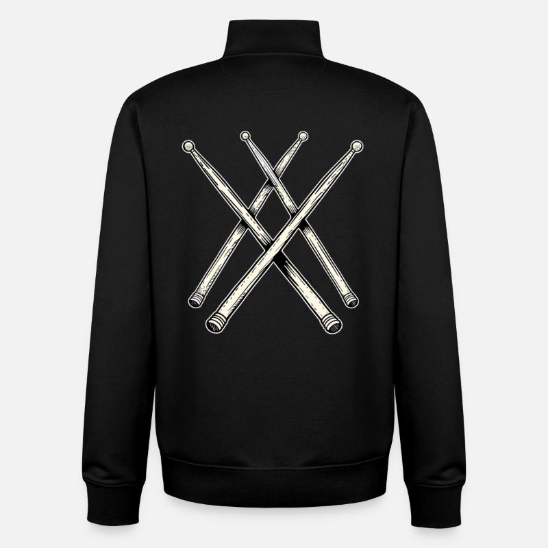 Drumsticks Line Art - Unisex Organic Zip Sweatshirt by Stanley/Stella - black