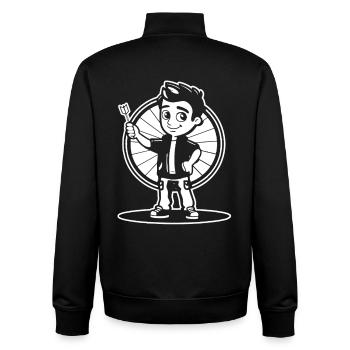 Kleiner Dartspieler Comic Look - Unisex Organic Zip Sweatshirt von Stanley/Stella - Schwarz - Hinten - AI Model Male 185 light (185cm)