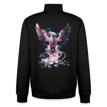 Cyber Phoenix – Digital Rebirth & Tech Ascension - Unisex Organic Zip Sweatshirt by Stanley/Stella - black - Back - AI Model Male 185 light (185cm)