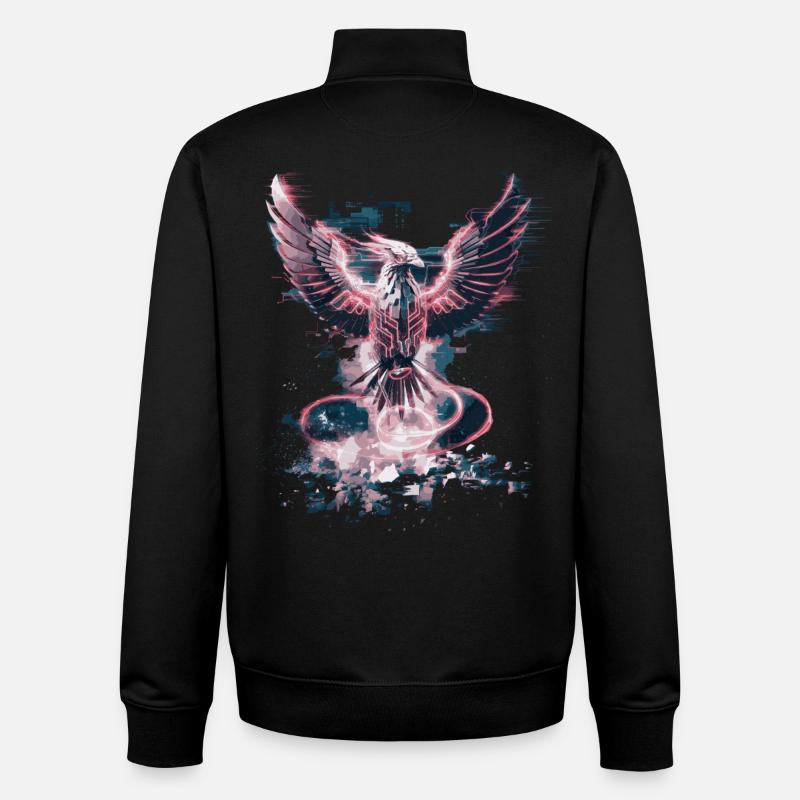 Cyber Phoenix – Digital Rebirth & Tech Ascension - Unisex Organic Zip Sweatshirt by Stanley/Stella - black