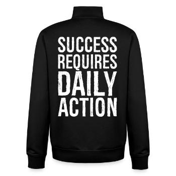 success requires daily action - Unisex Organic Zip Sweatshirt by Stanley/Stella - black - Back - AI Model Male 185 light (185cm)