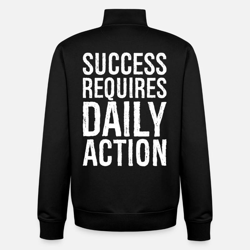 success requires daily action - Unisex Organic Zip Sweatshirt von Stanley/Stella - Schwarz