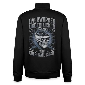 Überlastet und unterbezahlt - Funny Corporate Skull - Unisex Organic Zip Sweatshirt von Stanley/Stella - Schwarz - Hinten - AI Model Male 185 light (185cm)
