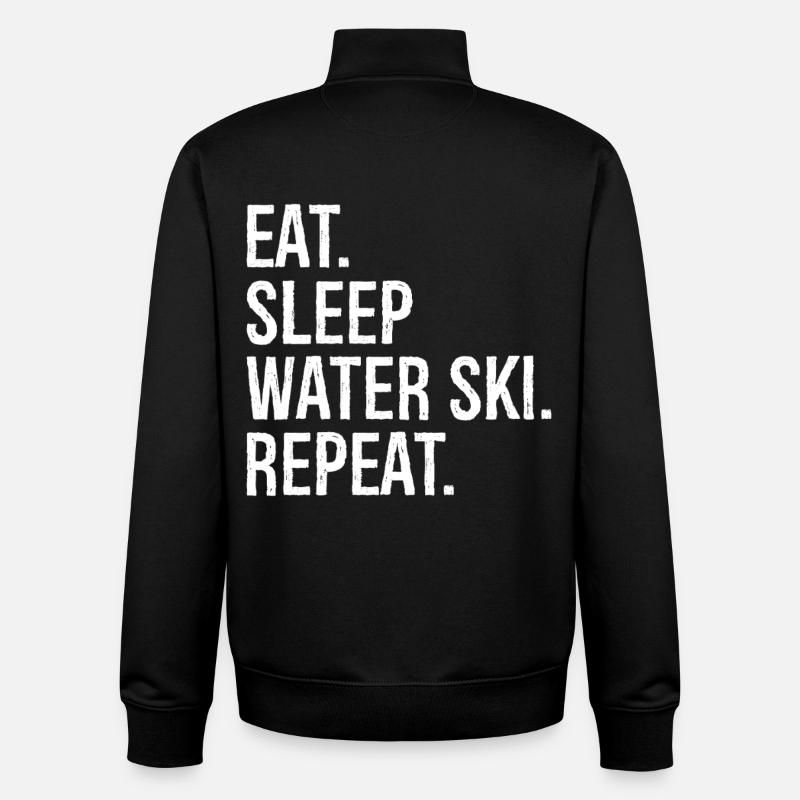 Manger dormir Ski nautique Répéter - Sweat zippé unisexe en coton bio Stanley/Stella - noir