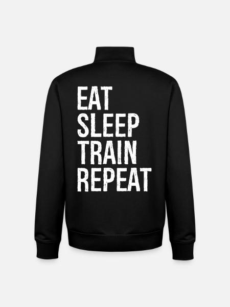 Manger Dormir Train Répéter - Sweat zippé unisexe en coton bio Stanley/Stella - noir