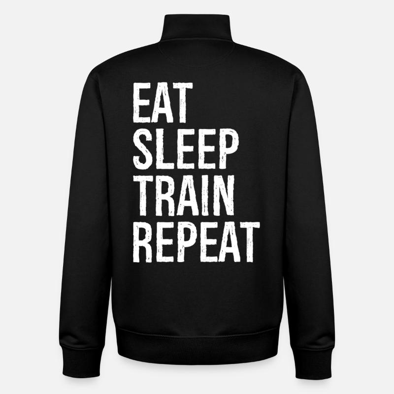 eat sleep train repeat - Unisex Organic Zip Sweatshirt von Stanley/Stella - Schwarz